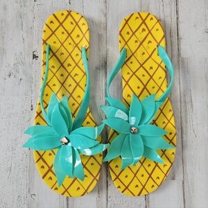 Kate Spade Flynn Pineapple Jelly Flip Flop Sandals Size 10 Summer Beach Vacation